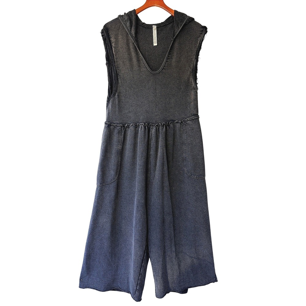 Intimately Free People Black Romper Hooded Sleeveless Terry Cloth Jumpsuit XS
